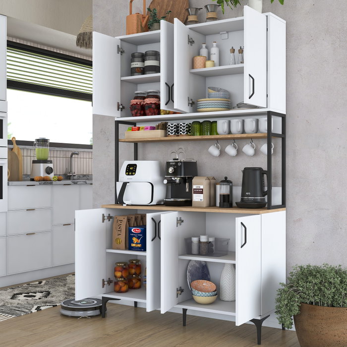 Hanah Home Armario Multiusos Nogal y Blanco Hanah Home Armario Multiusos Nogal y Blanco